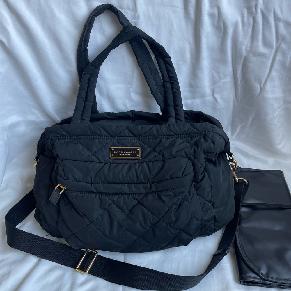 Marc Jacobs Quilted Nylon Baby Diaper Bag Travel Commute Duffle Black